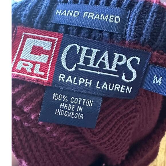 Chaps Ralph Lauren Maroon Crewneck Sweater – Herringbone Knit & Crest Logo - Picture 5 of 7